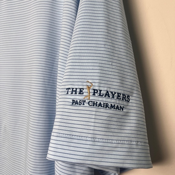 Peter Millar Polo Shirt Mens Large Blue Striped Summer Comfort Golf Performance - Picture 10 of 10